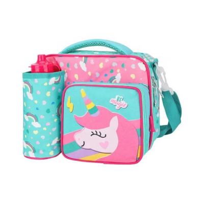 China Waterproof Custom Printed Kids Lunch Bag  Water Bottle Cooler Bag With Zipper Pocket  Insulated Bottle Holder Carrier Shoulder Bag for sale