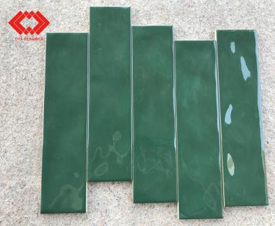 China Wave Metallic Tiles / Dark Green Glazed Tile 3x12 3x12