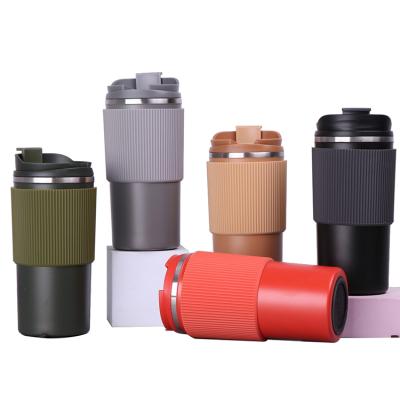 China Viable Portable Reusable Vacuum Flask Gift Stainless Steel Silicone Insulated Coffee Tumbler for sale