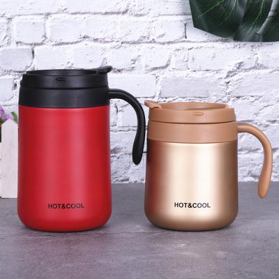 China Red Viable 500ml Insulated 304 Stainless Steel Tea Coffee Heater Cup Custom Logo With Handle for sale