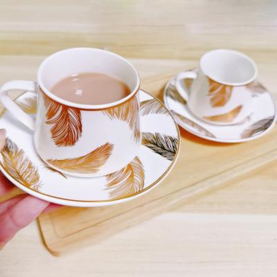 China Viable Loose Bone China Cups The Nordic Creative Six-Piece Ceramic Art Cup And Saucer Set Reusable Cup China Coffee for sale