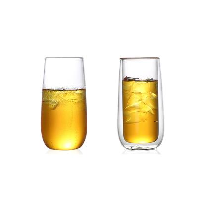 China Artistic Hot Sale Double Wall Borosilicate Cup 230ml Ball Water Juice Cup Straight Sided Drinking Glass Glass Double Top for sale