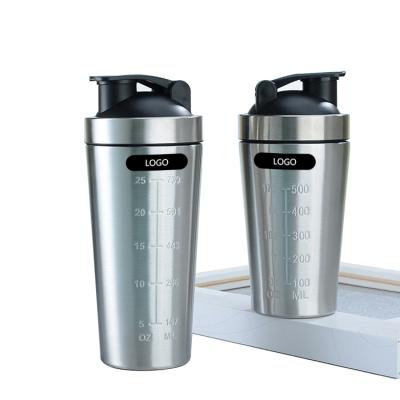 China 500ml Viable On Sales Custom Logo Stainless Steel Water Bottle Insulated Protein Shaker Mixing Cup Bpa Free Metal Drink for sale