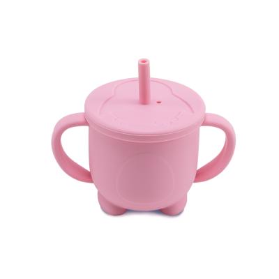 China Artistic Bpa Free Spill Proof Sippy Cups Kids Snack Cup Silicone Baby Drinks Cup With Straw for sale