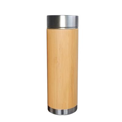 China PORTABLE Custom 400ml Upright Vacuum Insulated Portable Mug Shell Thermoses Cup Bamboo Car Water Bottle Business Gift for sale