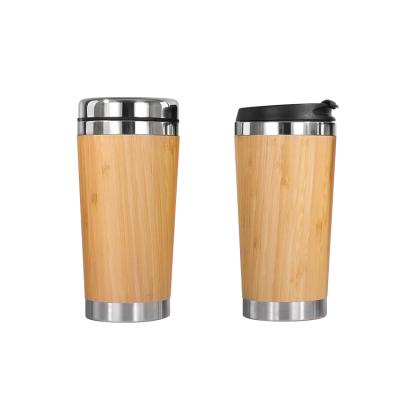 China Factory wholesale PORTABLE 450ml simple and environmental hot sale sealed creative with lid stainless steel wood grain Thermoses cup for sale