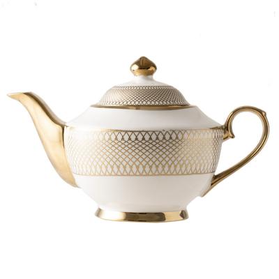 China Viable Porcelain Afternoon Teapot Set Gold Rim Ceramic Coffee Tea Set Coffee Pot and Tea Cup for sale