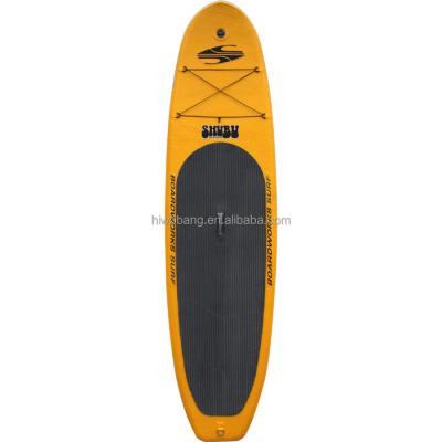 China Long Yellow Cheap Inflatable Surf Board , Longboard Customized for sale