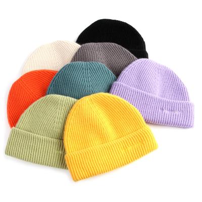 China Wholesale Popular Autumn And Winter Cuffed Hedging Hat Hip Hop Solid Color Needle Thick Wool Beanie Knitted Hat for sale