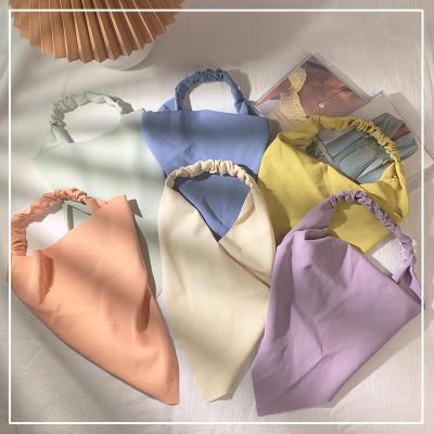 China DecorateÂ   2021 women's soft color ponytail hair tie headband elastic band hairband pure triangle elastic wild scarf for sale