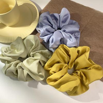 China Simple and wide new fashion temperament hair ties fashion bright color satin fabric pure color hair ties for sale