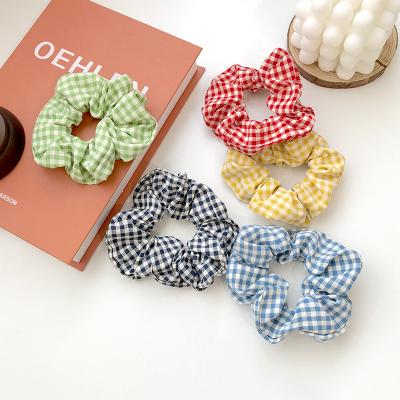 China Hot Selling Fashion Plaid Hair Tie Girls Cute Temperament Cute Hair Tie Simple French Hair Tie In 2021 for sale