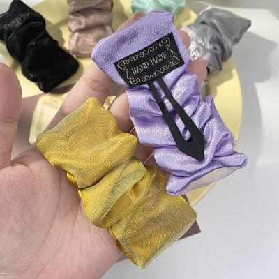 China 2021 Summer Candy Silk Hair Pin Wrinkle Hair Clips Women Vintage Fashionable Satin Hair Accessories Girls Scrunchies Large for sale