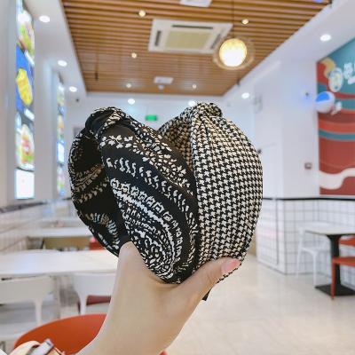 China Retro Fashion Korea Style Wide Brimmed Cross Tied Cross Knotted Cloth Headband For Women for sale