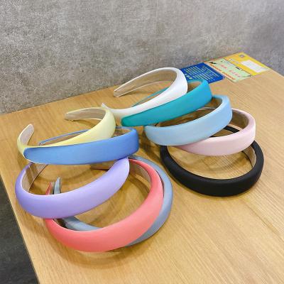 China Wholesale high quality simple temperament simple hair accessories satin color fashion low price wide headbands for girls for sale