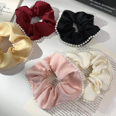 China Simple and flexible large intestine scrunchies of high quality satin Korean simple hair elasticity imitation silk band for sale