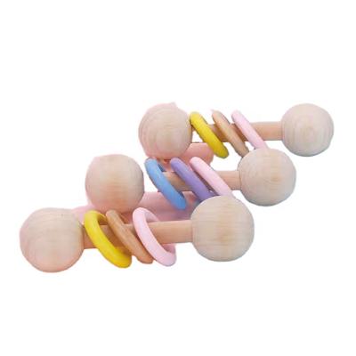 China Wooden Bear Teether Rattle Toy Eco-friengly Montessori Infant High Quality Toy Small Bells for sale