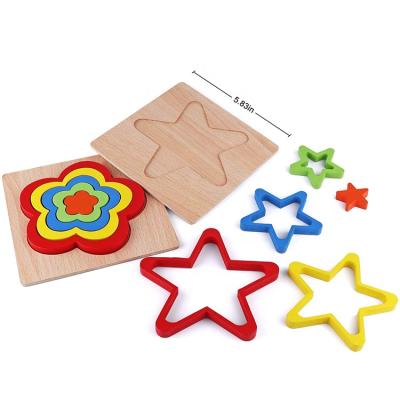 China High quality hot sale educational .inactive geometry preschool puzzle matching wooden material toddler montessori toys for sale