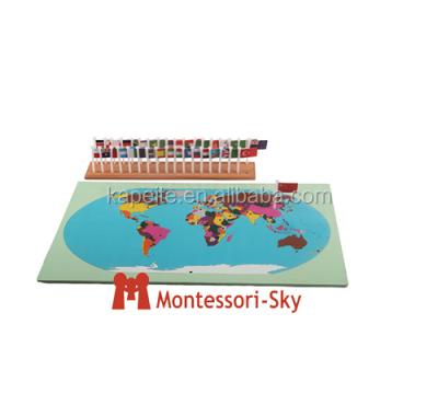 China Educational Game Montessori Toy Flag Stand Material Educational World Map With Flags for sale