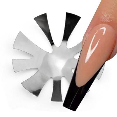 China Pro 9 Size Easy French Smile Cut V Line Almond Shape Manicure Tips Edger Cutter Acrylic Pink White French Nails for sale