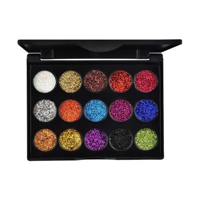 China Waterproof 15 Color Diamond Sequins Lasting Eyeshadow Tray Glitter Powder Waterproof Eyeshadow Palette Step Sequins Eye Makeup TSLM2 for sale