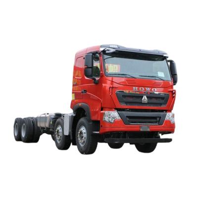 China 440 HP HOWO 8x4 Dump Truck Chassis with 5400mmx2450mmx1600mm Cargo Tank Dimension for sale