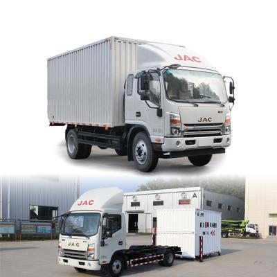 中国 4*2 Mini 5 Ton 19CBM Dry Van Trucks Detachable Body And Hydraulic Outriggers For Logistics 販売のため