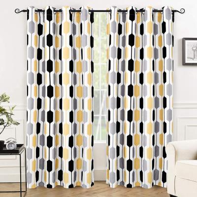 China Blackout Curtains For Living Dining Room Bedroom Printing Geometric Pattern Blackout Curtain for sale