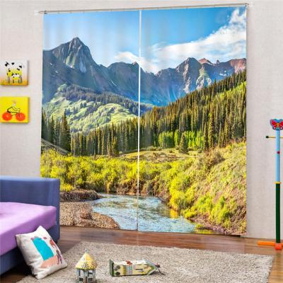 China Blackout Landscape Pattern Blackout Curtain For Bathroom, 3D Effect Pattern Printing Curtain For Living Room/ for sale