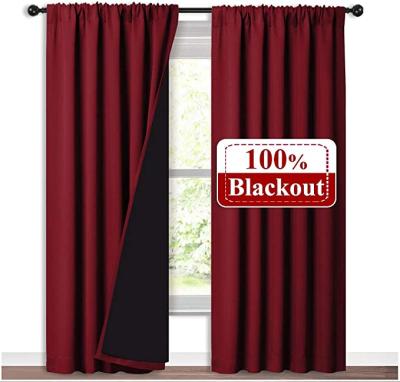 China Blackout the popular new 100% full blackout curtains, blackout black edged curtains can be customized for sale