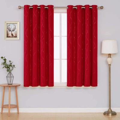 China Blackout New Style Heat Insulated Short Curtains in 2 Packs, Red Blackout Curtains for Small Windows in Living Room/ for sale