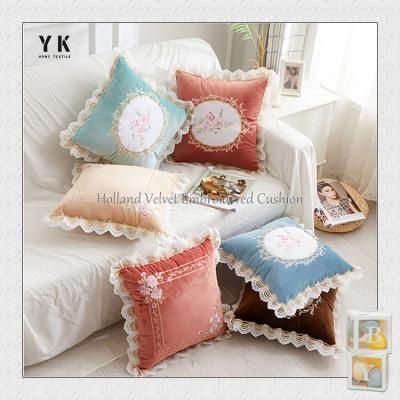 China Hot Selling Floral Pattern Fire Retardant Embroidered Lace Cushion Cover, Nordic Modern Minimalist Cushion Cover for sale