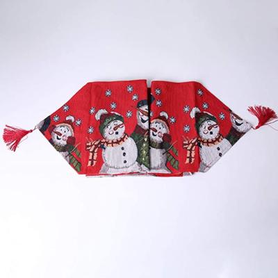 China Hot Selling Waterproof Christmas Snowman Table Runner, High Quality Handwoven Table Runner for sale