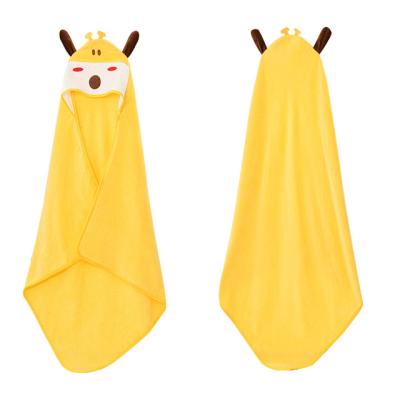 China Safe for children all seasons can wear cute animal baby headwear beach towel, cartoon cotton hooded bath towel for sale