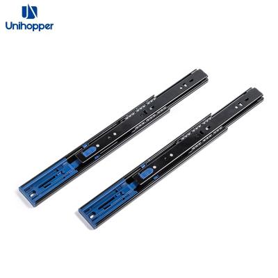 China 3 Times Channel Slide Rail Ball Bearing Contemporary Black Soft Narrow Telescopic Drawer Slides For Sideboard for sale