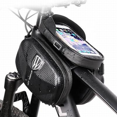 China High Capacity/TPU Touch Screen WHEEL UP Phone Front Frame Bag Waterproof Reflective Bike Phone Bike TPU Top Tube Bag For Bicycle for sale