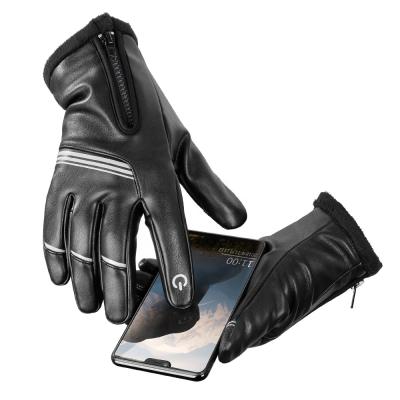 China Windproof / Water Repellent Touchscreen Warm WHEEL UP Winter Gloves For Driving Up Finger Warm Touchscreen PU Leather Fleece Full Finger Universal Unisex for sale