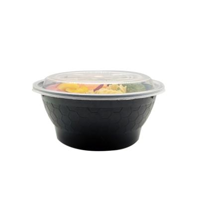 China Modern Black Reusable Round A39 Microwave Safe BPA Free Plastic Noodle Soup Bowl Black Catering for sale