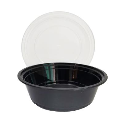 China Modern Round Disposable Plastic Catering Reusable Fruit Salad Bowl With Lid for sale