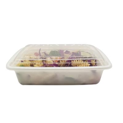 China Wholesale 38oz Rectangular White Disposable Plastic Takeout Container Food Stored PP Container Microwavable Food Stored With Lid for sale