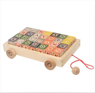 China Wooden Construction Toy Arabic Punch Dented Building Block Set Wagon Educational Rainbow Colorful Preschool Creative Building Toys Safe Fun for sale