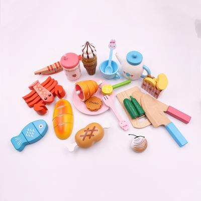 China Small Quantities Eco-friendly Material Acceptable Wooden Children Pretend Play DIY Kitchen Toys Kids Wooden Food Toys for sale