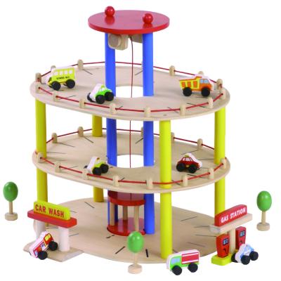 China Wooden Toys Garage Pretend Playset Toys Training Group Safe Wooden Educational Game Toys Parking Lot Wooden Toys Wholesale for sale