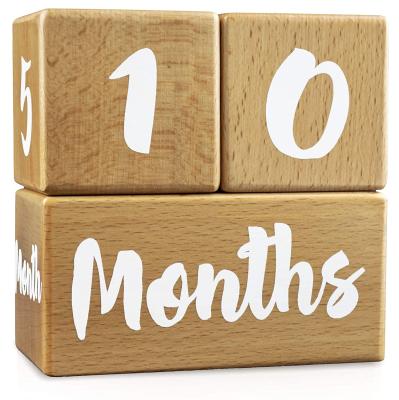 China Building Toy Premium Solid Wood Milestone Age Blocks Choose from 2 Stain (Walnut) Options Baby Age Photo Blocks Perfect and Keepsake for sale