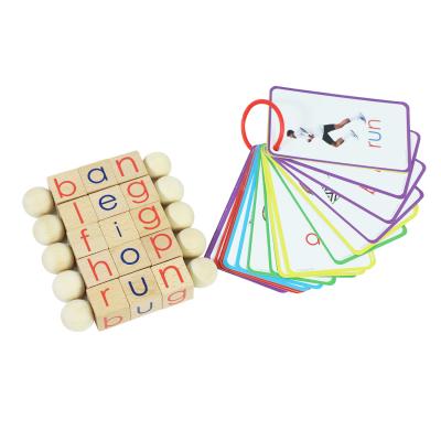 China Toy Phonetic Cubes Educational Learning Toys Wooden Montessori Reading Blocks with 26 Letter Block for sale