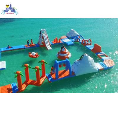 China Lilytoys water sports outdoor rental aqua park inflatable floating obstacle water park equipment with slide for commercial use for sale