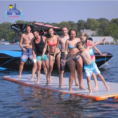 China Packaging of Lilytoys OEM&ODM Drop Point DWF Material Water Park Equipment Air Pontoon Dock Inflatable Floating Platform for sale