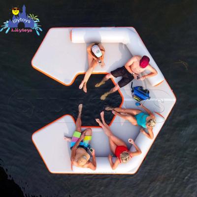 China Racing Hot Selling Water Fun DWF Material Inflatable Water Mats Floating Platform Island Jet Ski Dock Mat for sale