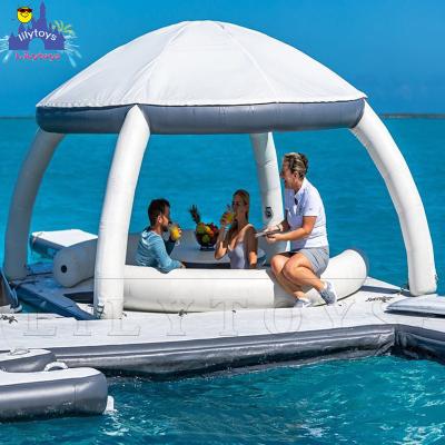 China Packing Water Play Water Play Pool Platform Island Jet Ski Dock Tent DWF Inflatable Floating Material For Use for sale