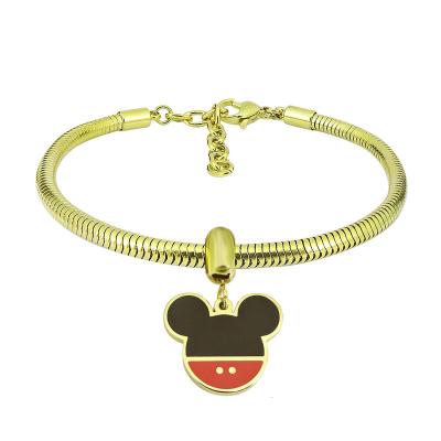 China AFXSION Brand Cartoon Jewelry 18K Gold DIY Charm Pendants Adjustable Stainless Steel Bangle Girl for sale